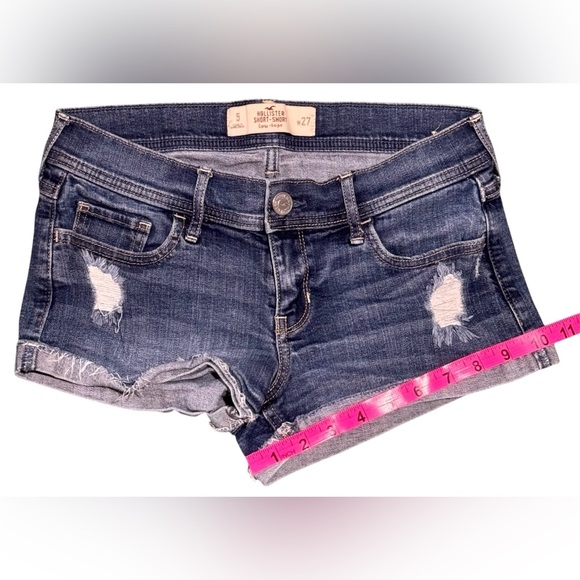 Hollister 🦅 Low Rise Short-Short Blue Denim Jean Shorts Size 5 (W 27) - Picture 7 of 8